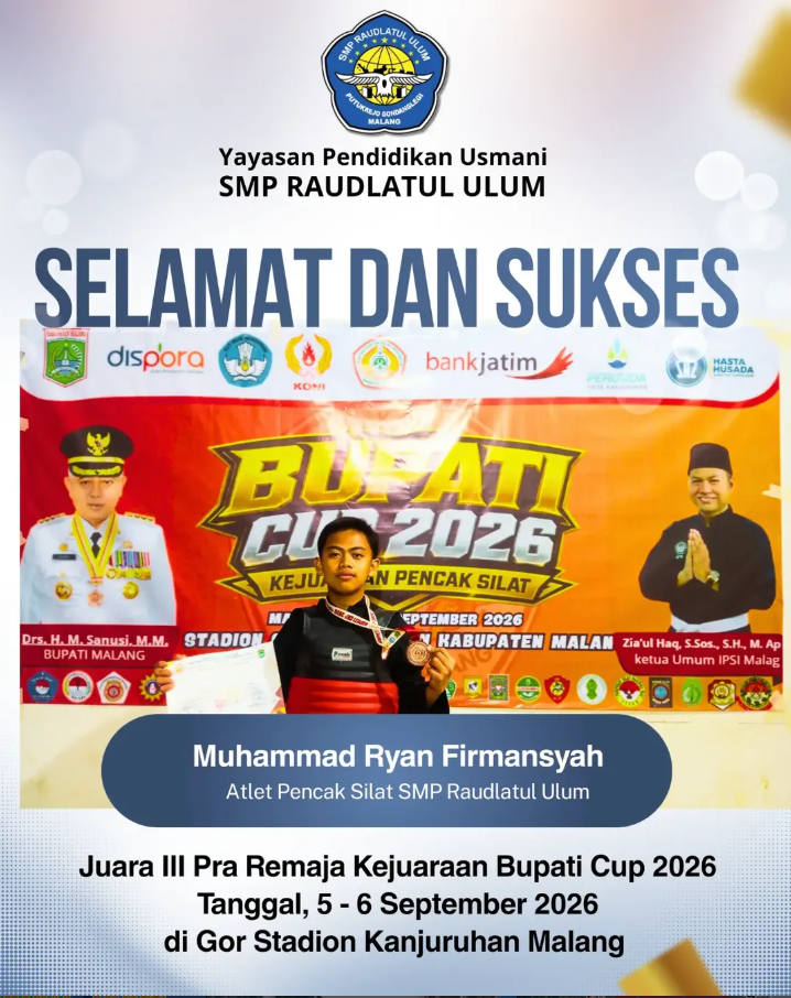 Murid SMP Raudlatul Ulum Ukir Prestasi pada ajang Kejuaraan Pencak Silat Bupati Cup Road to Popda Kabupaten Malang.